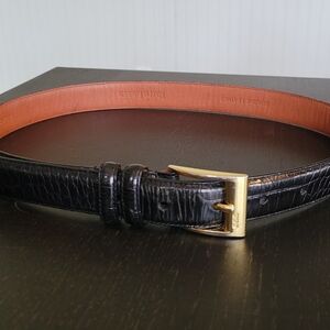 Black Leather Embossed Belt Ralph Lauren
